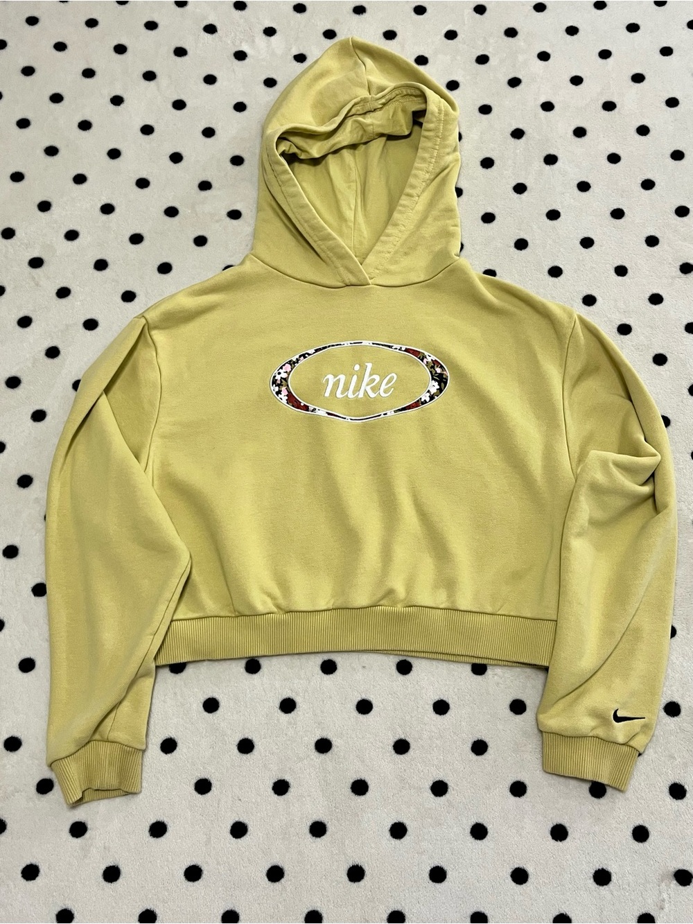 Nike Sportswear Cropped Floral Logo Hoodie Size S